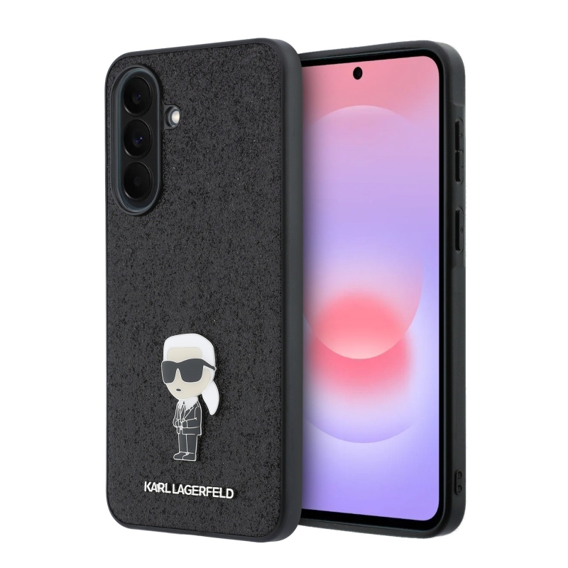 Karl Lagerfeld Fixed Glitter Metal Ikonik Zadní Kryt pro Samsung Galaxy A37 Black