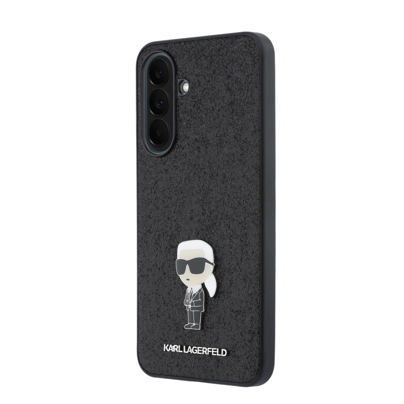 Karl Lagerfeld Fixed Glitter Metal Ikonik Zadní Kryt pro Samsung Galaxy A37 Black