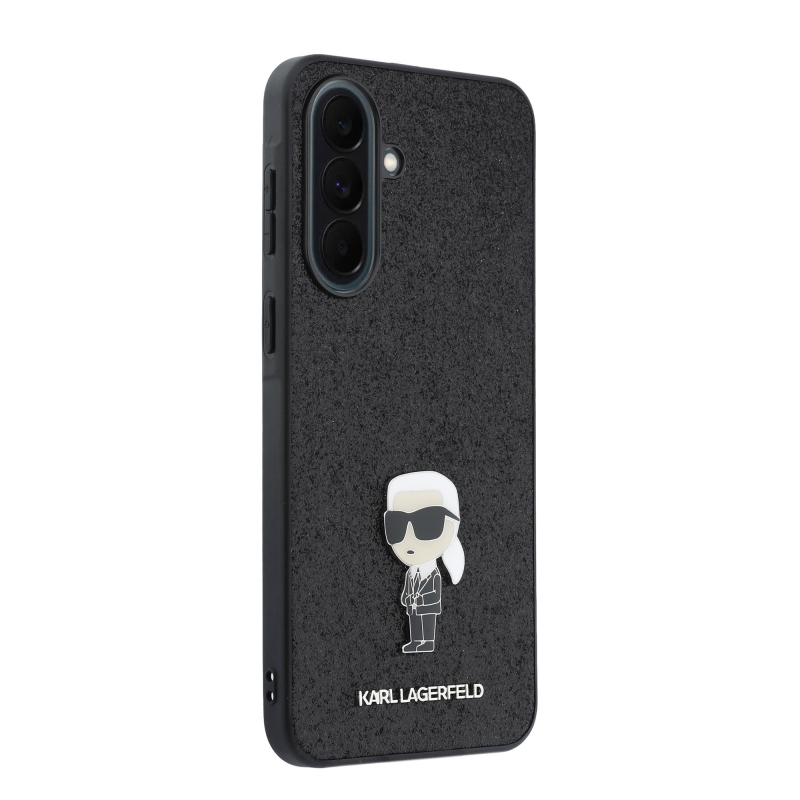 Karl Lagerfeld Fixed Glitter Metal Ikonik Zadní Kryt pro Samsung Galaxy A37 Black