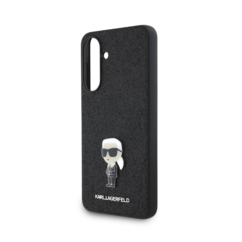 Karl Lagerfeld Fixed Glitter Metal Ikonik Zadní Kryt pro Samsung Galaxy A56 Black