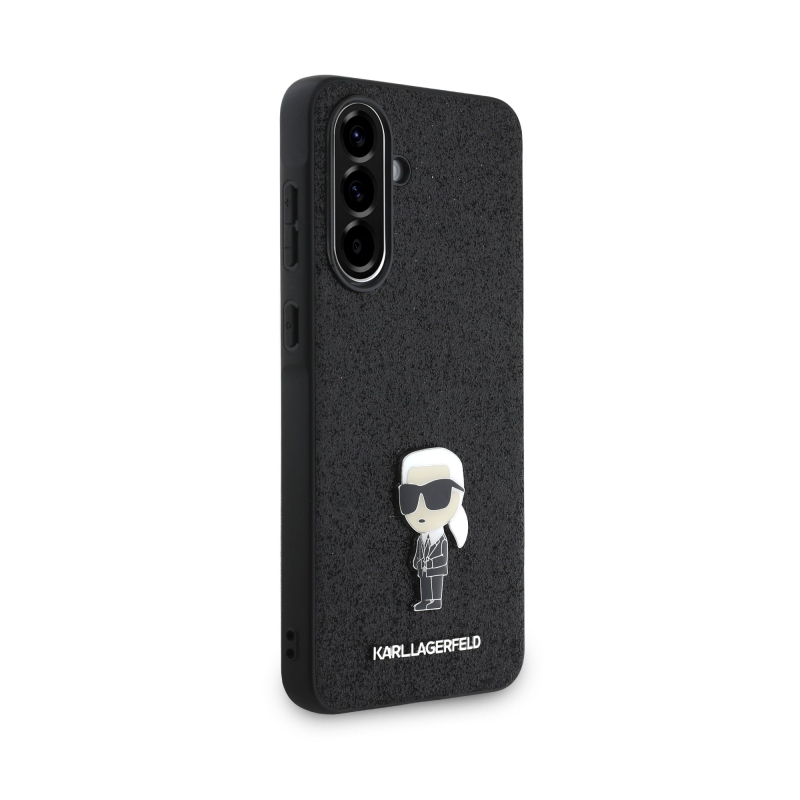 Karl Lagerfeld Fixed Glitter Metal Ikonik Zadní Kryt pro Samsung Galaxy A56 Black