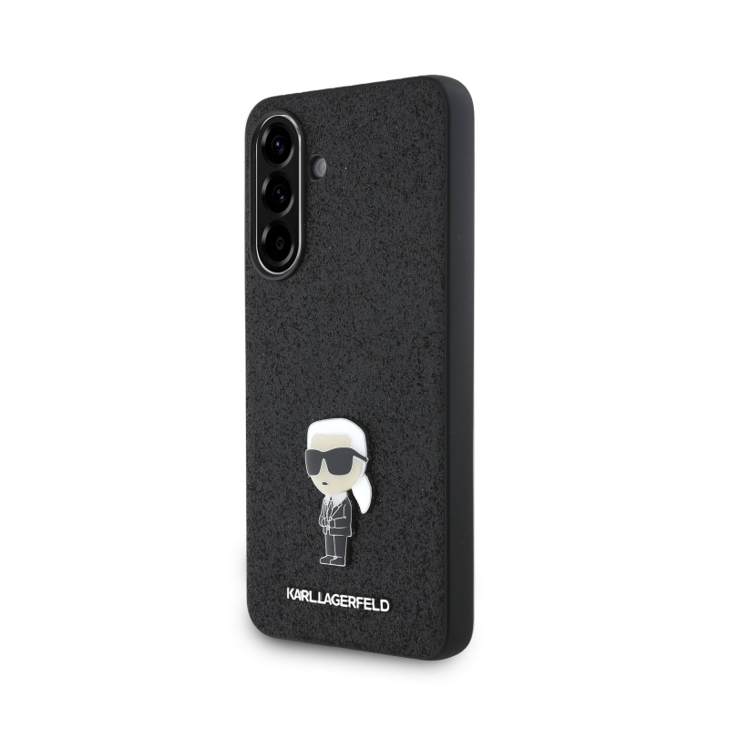 Karl Lagerfeld Fixed Glitter Metal Ikonik Zadní Kryt pro Samsung Galaxy A56 Black