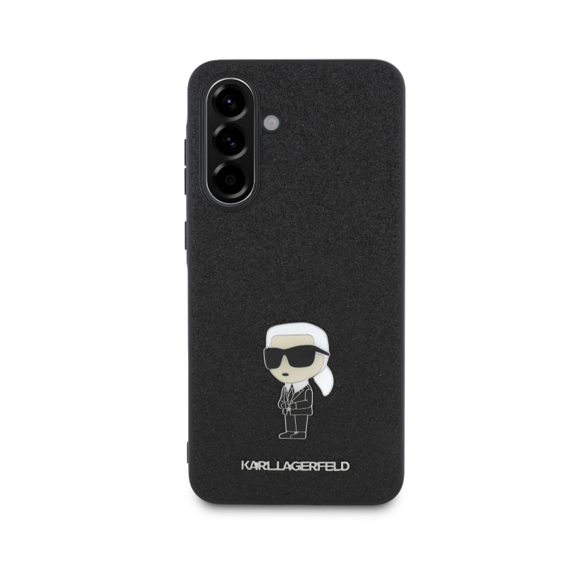 Karl Lagerfeld Fixed Glitter Metal Ikonik Zadní Kryt pro Samsung Galaxy A56 Black
