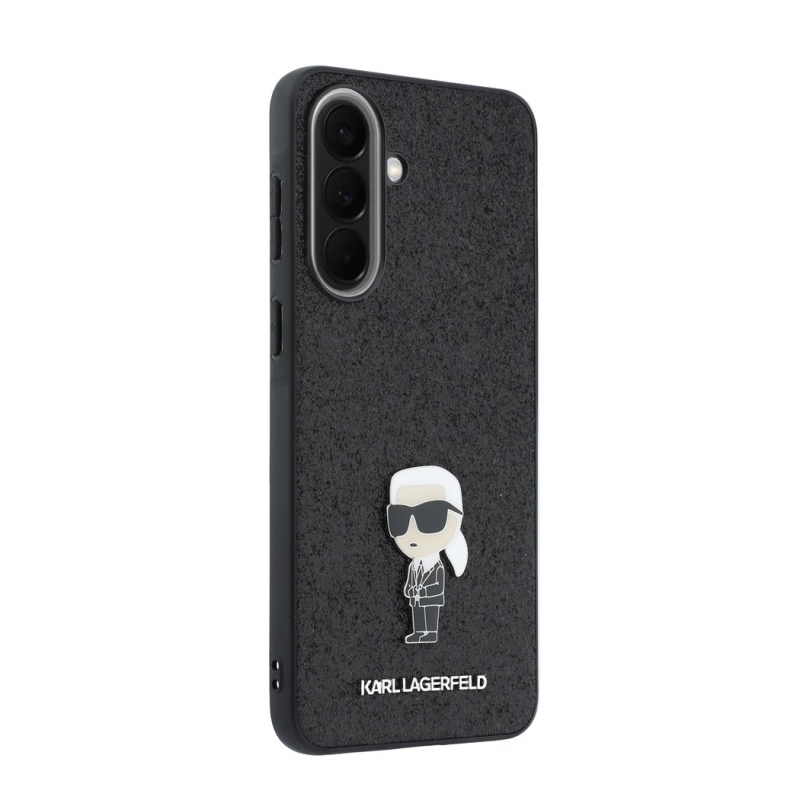 Karl Lagerfeld Fixed Glitter Metal Ikonik Zadní Kryt pro Samsung Galaxy A57 Black