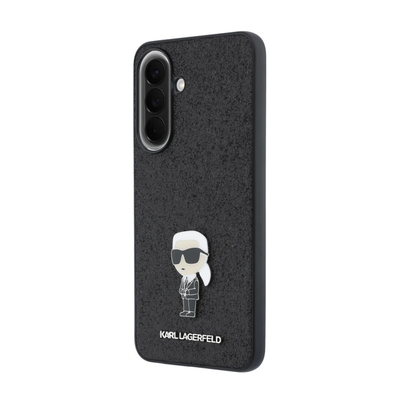 Karl Lagerfeld Fixed Glitter Metal Ikonik Zadní Kryt pro Samsung Galaxy A57 Black