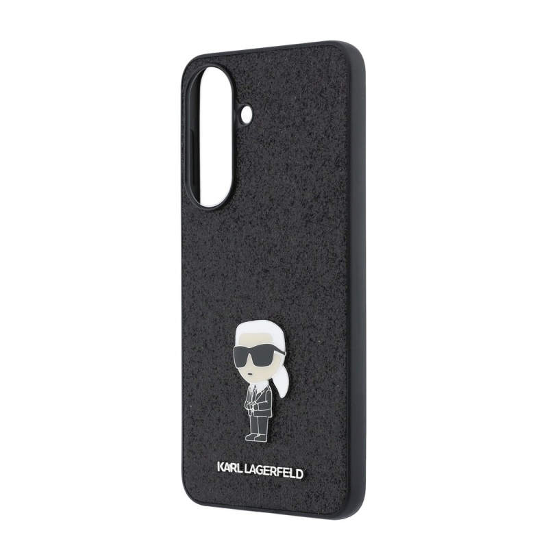 Karl Lagerfeld Fixed Glitter Metal Ikonik Zadní Kryt pro Samsung Galaxy A57 Black