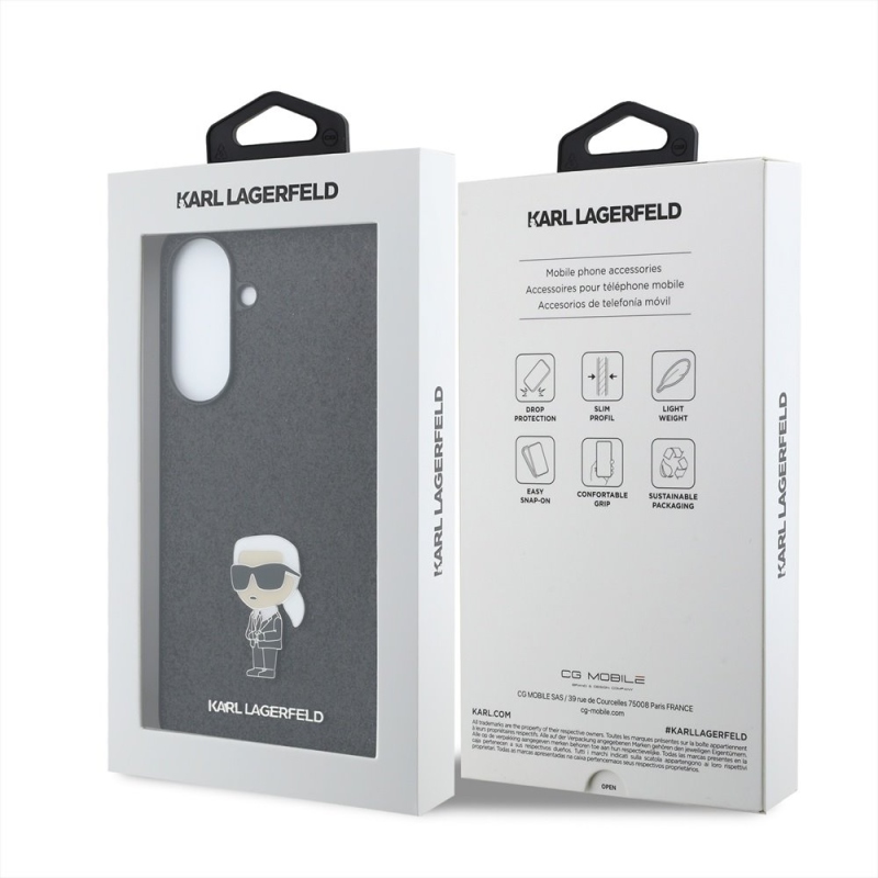 Karl Lagerfeld Fixed Glitter Metal Ikonik Zadní Kryt pro Samsung Galaxy A57 Black