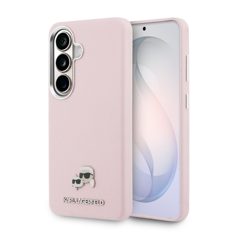 Karl Lagerfeld Grained PU Leather K&CH Heads Magnetic Zadní Kryt pro Samsung Galaxy S26+ Pink
