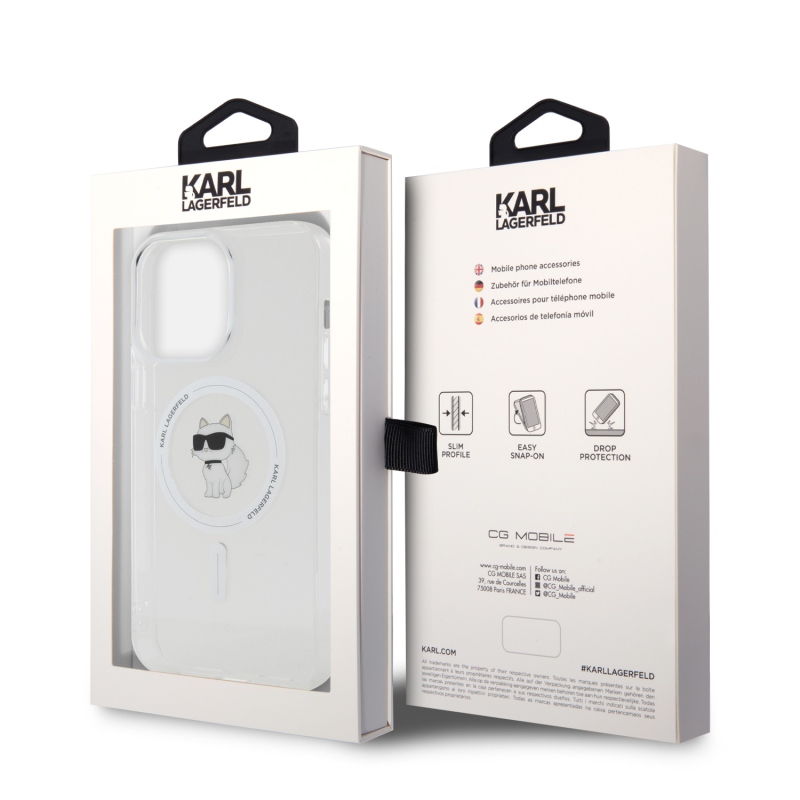 Karl Lagerfeld IML Choupette MagSafe zadní kryt pro iPhone 15 Pro Max průhledný