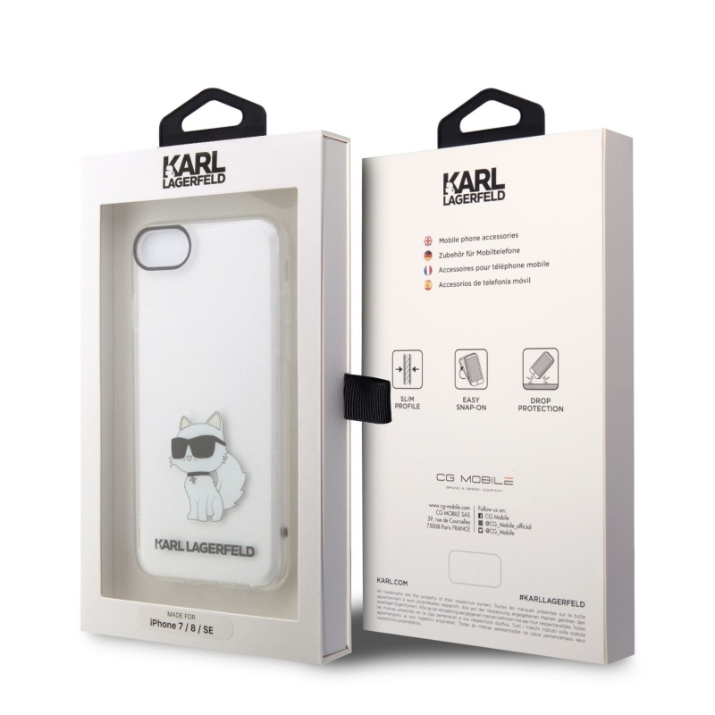 Karl Lagerfeld IML Choupette NFT zadní kryt pro iPhone 7/8/SE2020/SE2022 průhledný