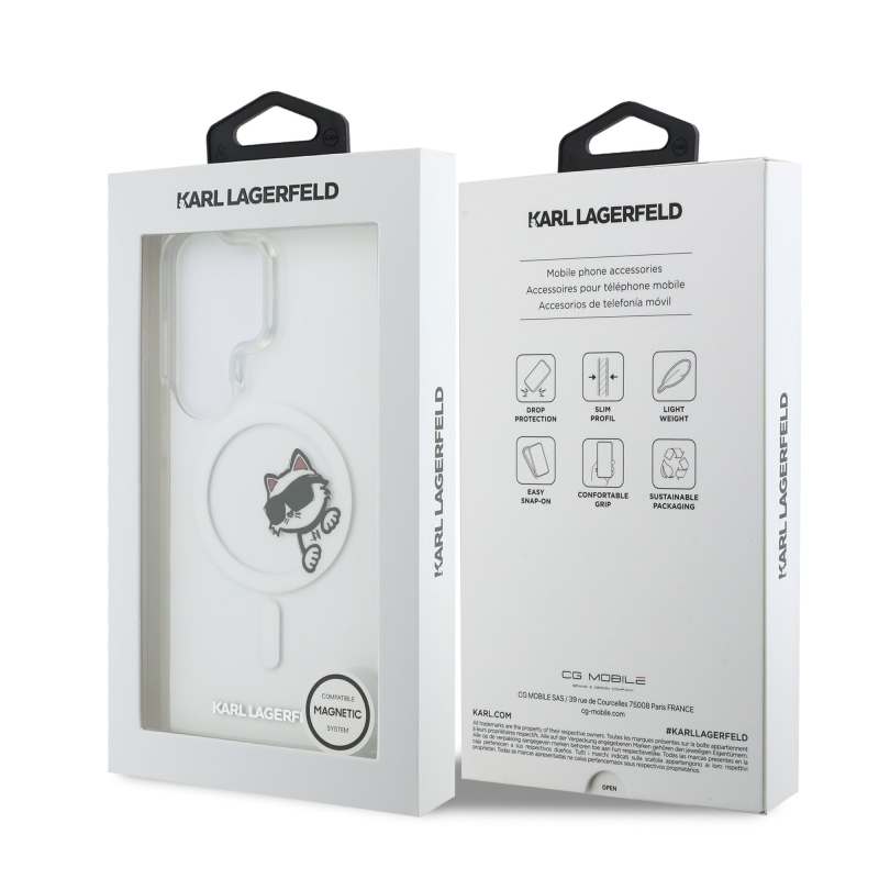 Karl Lagerfeld IML Choupette Peekaboo Logo Magnetic Zadní Kryt pro Samsung Galaxy S26 Ultra Transparent