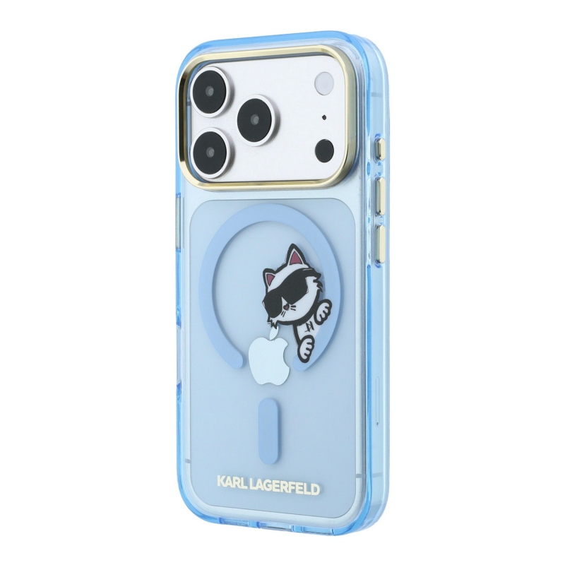 Karl Lagerfeld IML Choupette Peekaboo Magsafe Zadní Kryt pro iPhone 18 Pro Max Blue