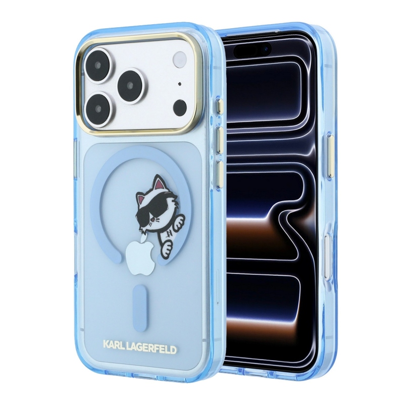 Karl Lagerfeld IML Choupette Peekaboo Magsafe Zadní Kryt pro iPhone 18 Pro Max Blue