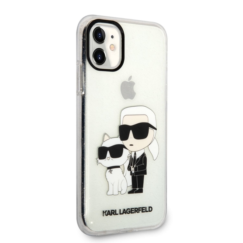 Karl Lagerfeld IML Glitter Karl and Choupette NFT Zadní Kryt pro iPhone 11 - průhledný