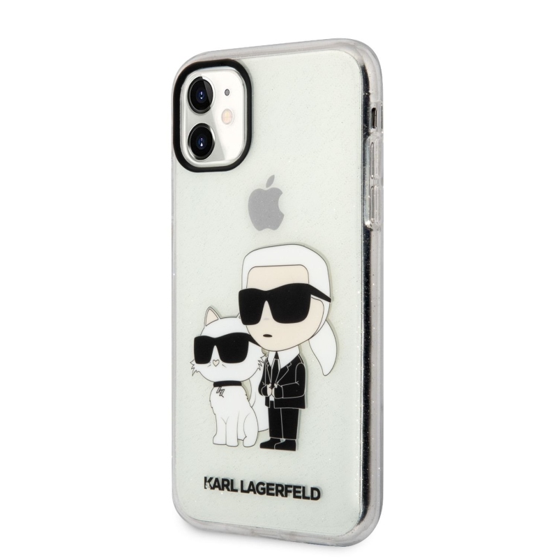 Karl Lagerfeld IML Glitter Karl and Choupette NFT Zadní Kryt pro iPhone 11 - průhledný