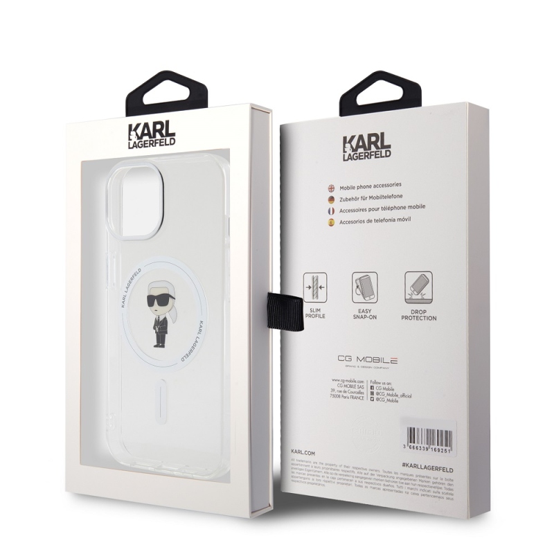 Karl Lagerfeld IML Ikonik MagSafe Zadní Kryt pro iPhone 15 - průhledný