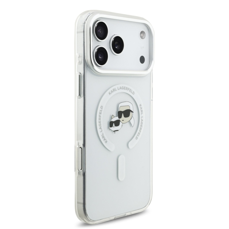 Karl Lagerfeld IML K&CH Heads Metal Frame MagSafe Zadní Kryt pro iPhone 17 Pro Max Transparent