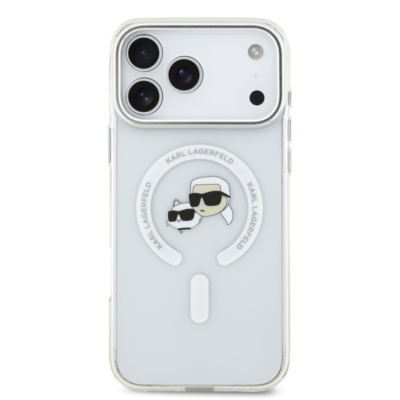 Karl Lagerfeld IML K&CH Heads Metal Frame MagSafe Zadní Kryt pro iPhone 17 Pro Max Transparent