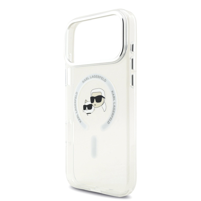 Karl Lagerfeld IML K&CH Heads Metal Frame MagSafe Zadní Kryt pro iPhone 17 Pro Max Transparent