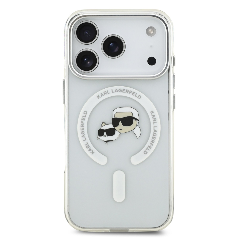 Karl Lagerfeld IML K&CH Heads Metal Frame MagSafe Zadní Kryt pro iPhone 17 Pro Transparent