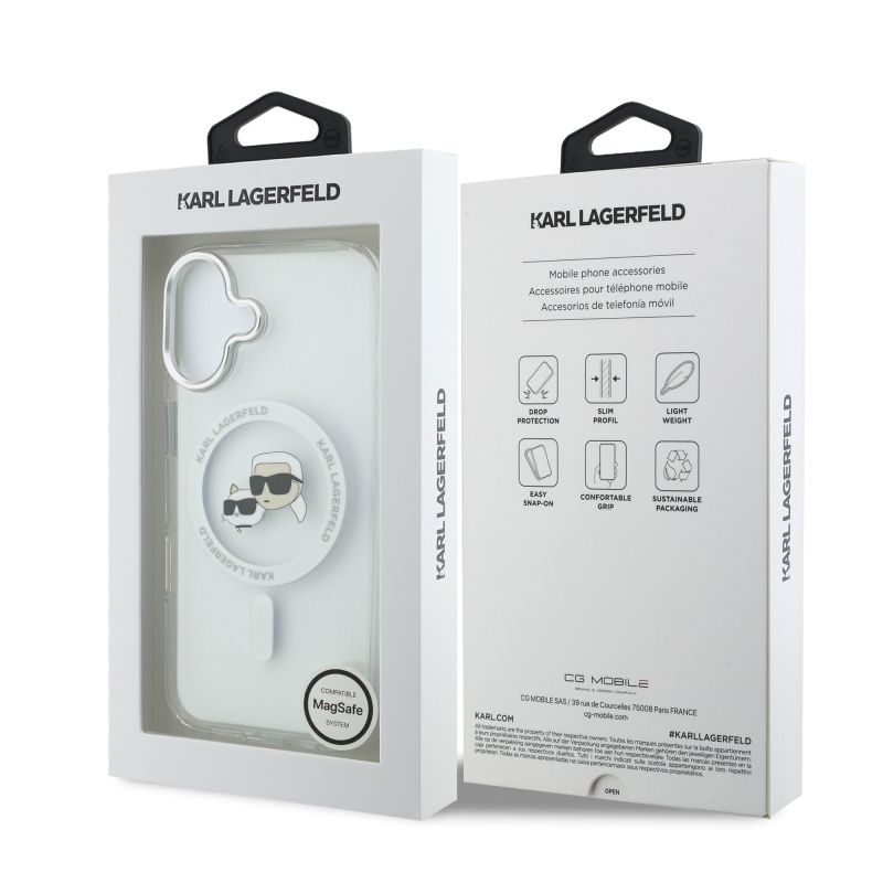 Karl Lagerfeld IML K&CH Heads Metal Frame MagSafe Zadní Kryt pro iPhone 17 Transparent