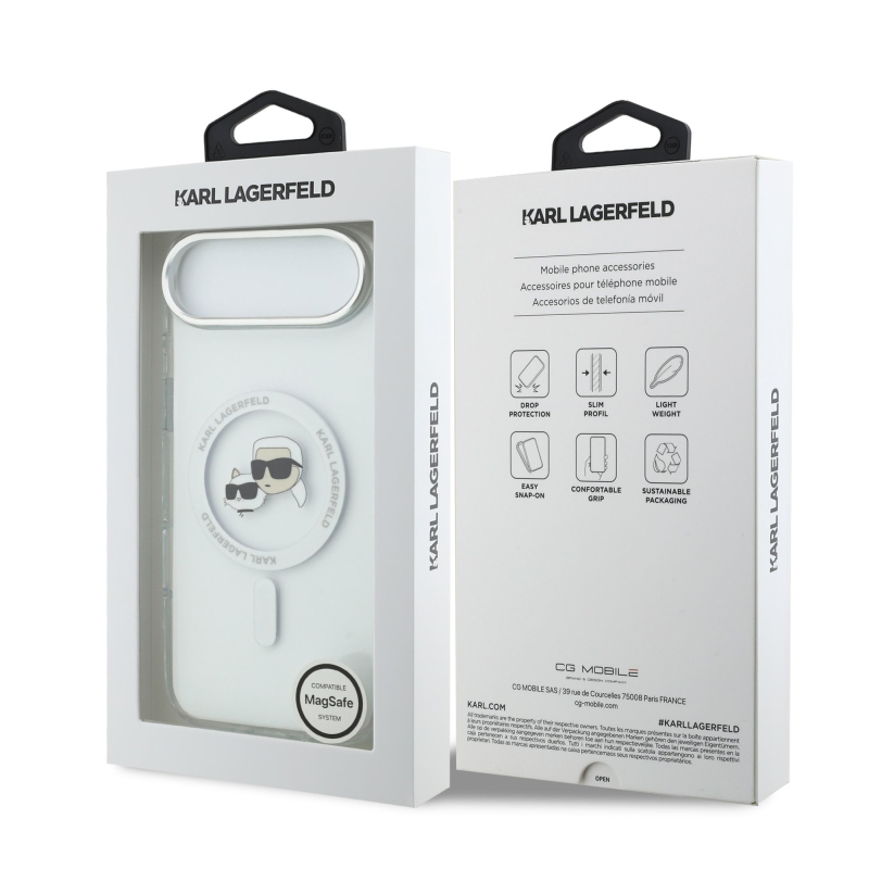 Karl Lagerfeld IML K&CH Heads Metal Frame MagSafe Zadní Kryt pro iPhone Air Transparent