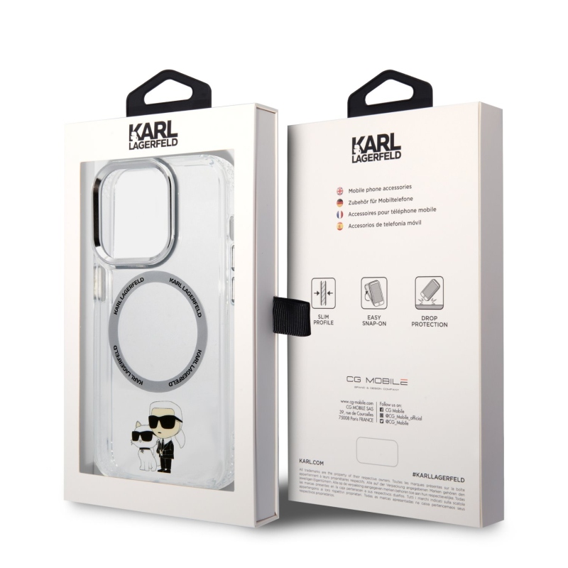 Karl Lagerfeld IML Karl and Choupette NFT MagSafe Zadní Kryt pro iPhone 13 Pro - průhledný