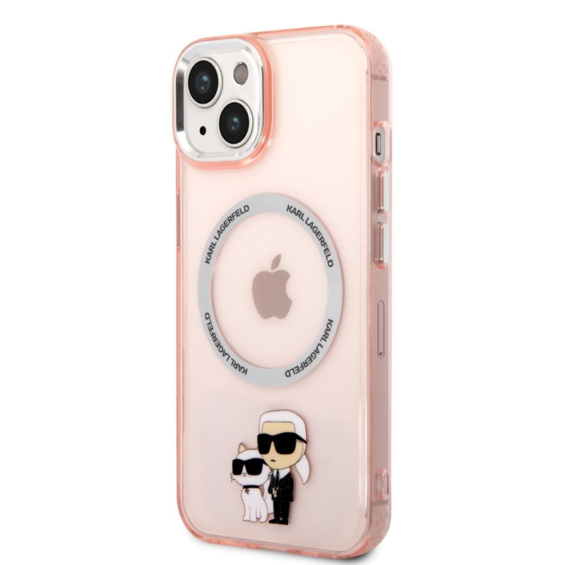 Karl Lagerfeld IML Karl and Choupette NFT MagSafe zadní kryt pro iPhone 14 Plus růžový
