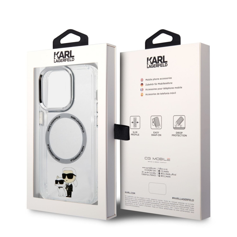 Karl Lagerfeld IML Karl and Choupette NFT MagSafe zadní kryt pro iPhone 14 Pro průhledný