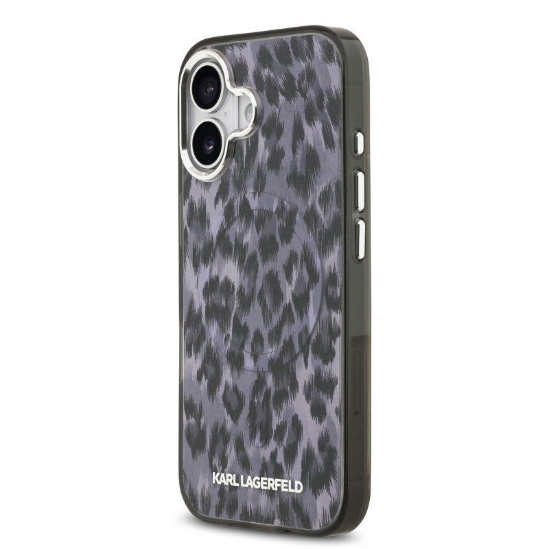 Karl Lagerfeld IML Leopard MagSafe Zadní Kryt pro iPhone 17 Grey