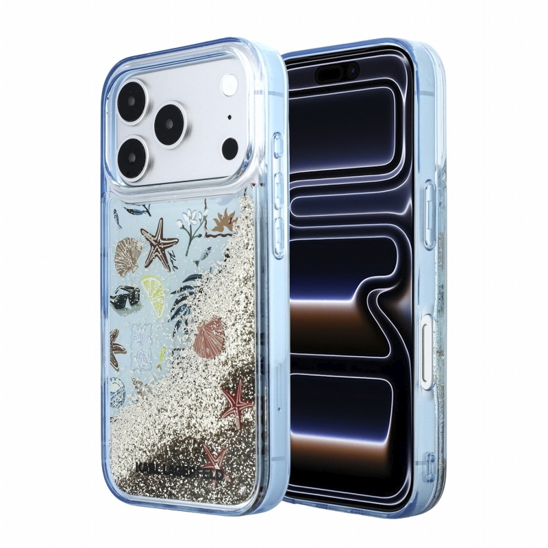 Karl Lagerfeld Liquid Glitter Beach Zadní Kryt pro iPhone 18 Pro Max Blue
