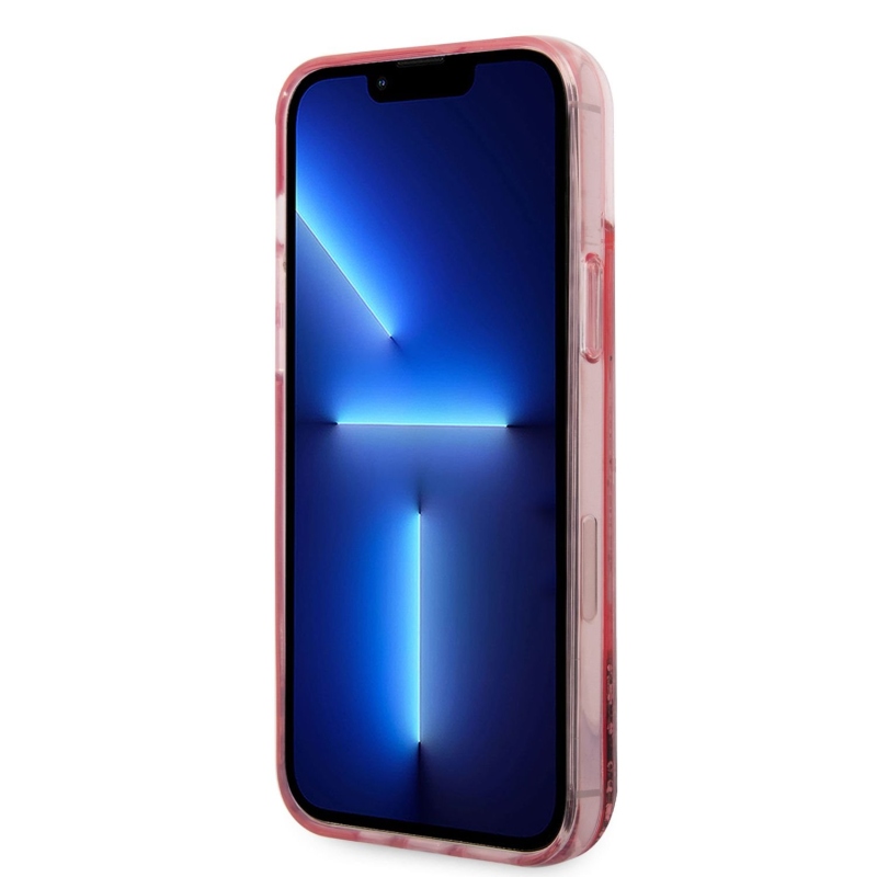 Karl Lagerfeld Liquid Glitter Big KL Logo zadní kryt pro iPhone 14 Plus růžový