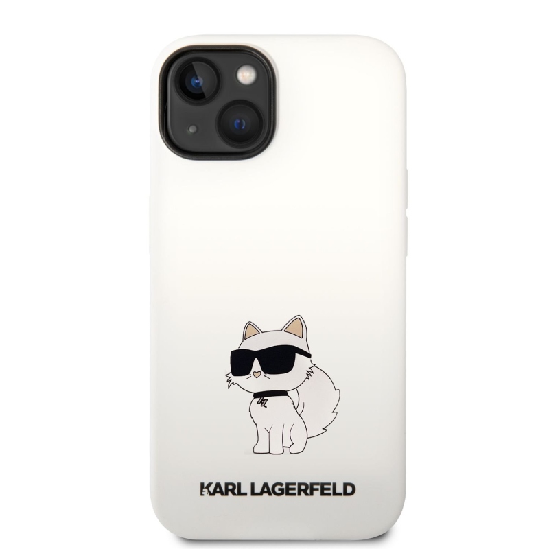 Karl Lagerfeld Liquid silikonový Choupette NFT zadní kryt pro iPhone 14 Plus bílý