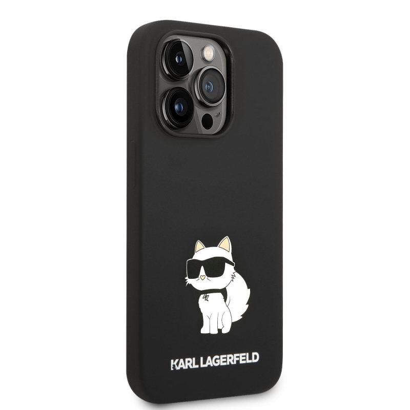 Karl Lagerfeld Liquid silikonový Choupette NFT zadní kryt pro iPhone 14 Pro Max černý