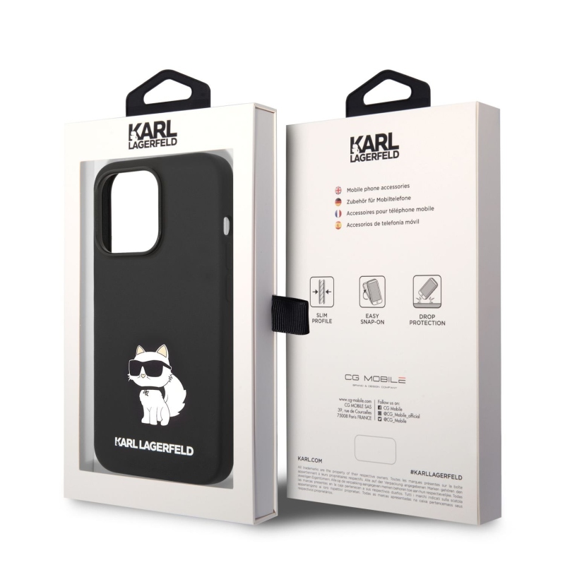 Karl Lagerfeld Liquid silikonový Choupette NFT zadní kryt pro iPhone 14 Pro Max černý