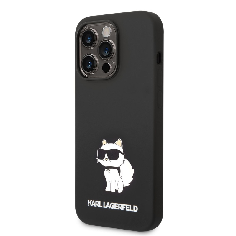 Karl Lagerfeld Liquid silikonový Choupette NFT zadní kryt pro iPhone 14 Pro Max černý