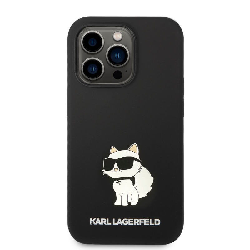 Karl Lagerfeld Liquid silikonový Choupette NFT zadní kryt pro iPhone 14 Pro Max černý