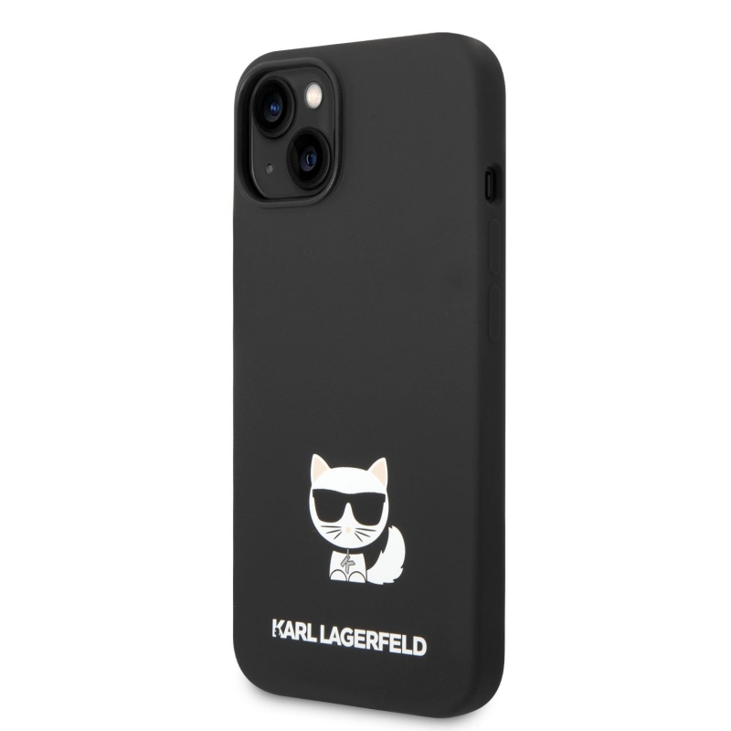 Karl Lagerfeld Liquid silikonový Choupette zadní kryt pro iPhone 14 Plus černý