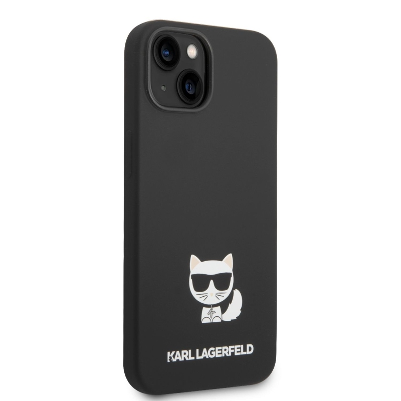 Karl Lagerfeld Liquid silikonový Choupette zadní kryt pro iPhone 14 Plus černý