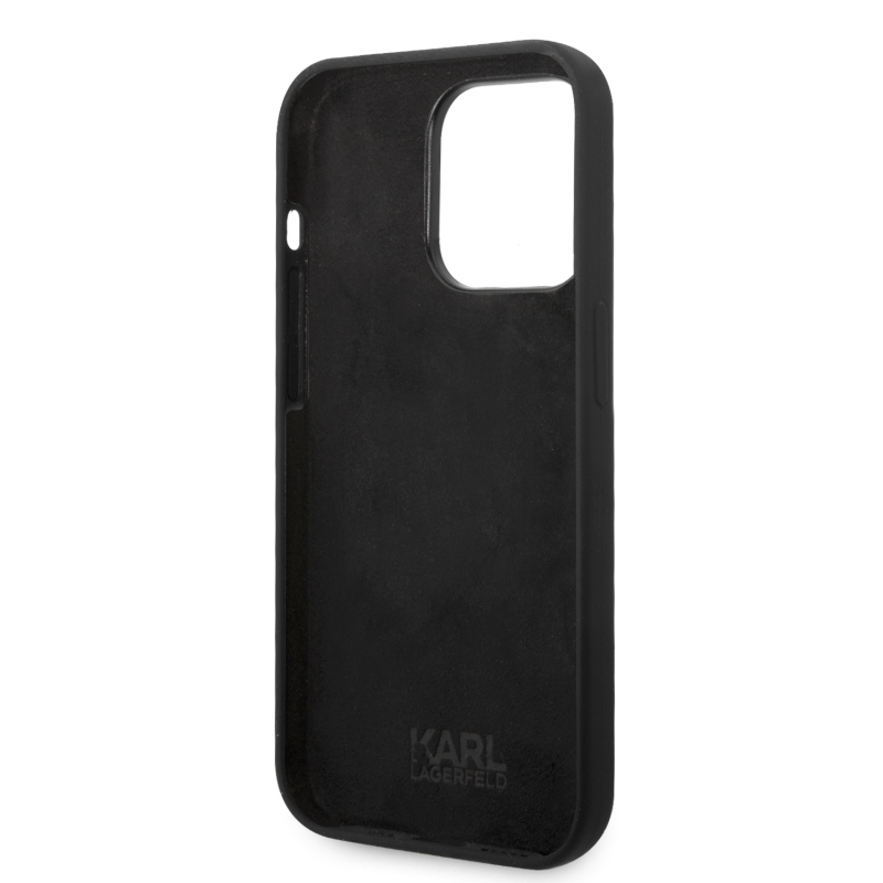 Karl Lagerfeld Liquid silikonový Choupette zadní kryt pro iPhone 14 Pro Max černý