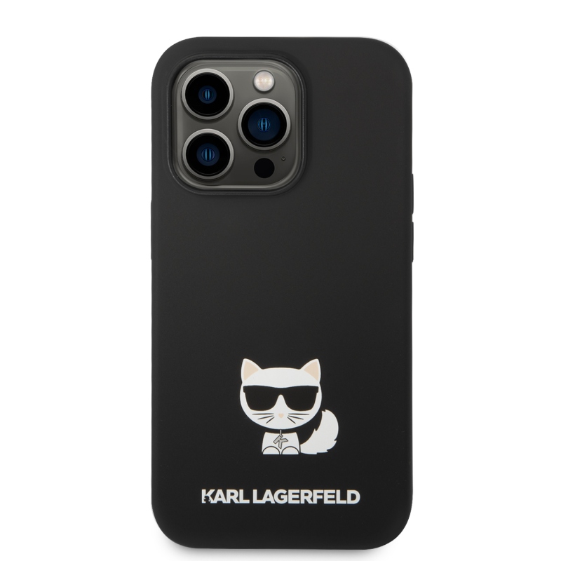 Karl Lagerfeld Liquid silikonový Choupette zadní kryt pro iPhone 14 Pro Max černý