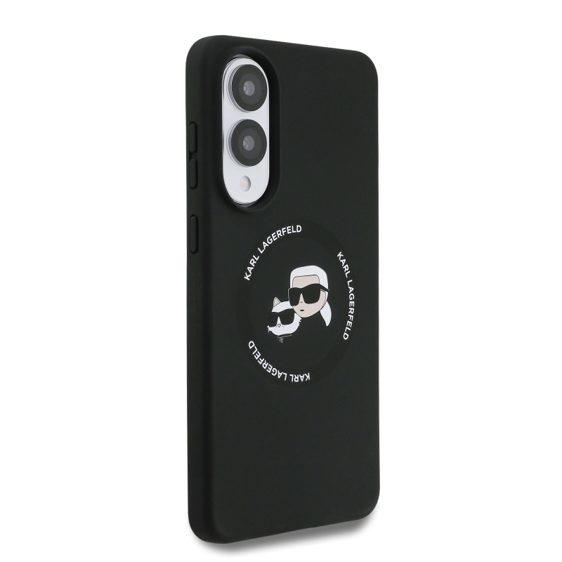 Karl Lagerfeld Liquid Silicone Double Heads MagSafe Zadní Kryt pro Samsung Galaxy S25 Edge Black