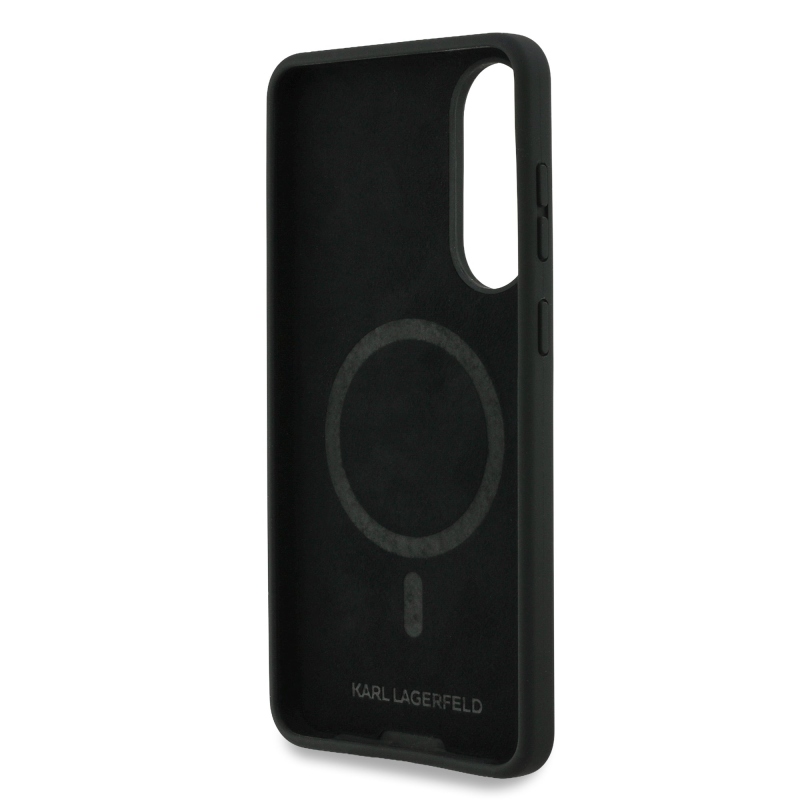 Karl Lagerfeld Liquid Silicone Double Heads MagSafe Zadní Kryt pro Samsung Galaxy S25 Edge Black