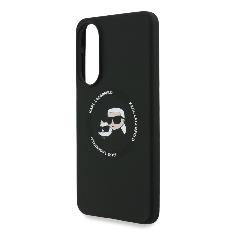 Karl Lagerfeld Liquid Silicone Double Heads MagSafe Zadní Kryt pro Samsung Galaxy S25 Edge Black