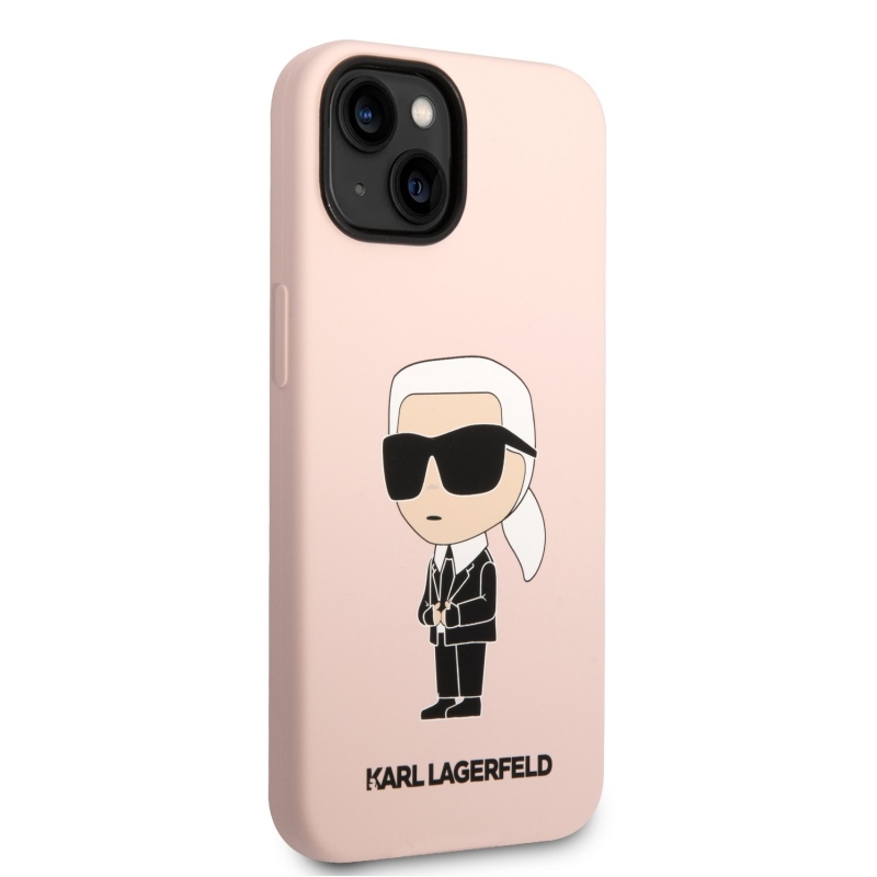 Karl Lagerfeld Liquid silikonový Ikonik NFT zadní kryt pro iPhone 14 Plus růžový