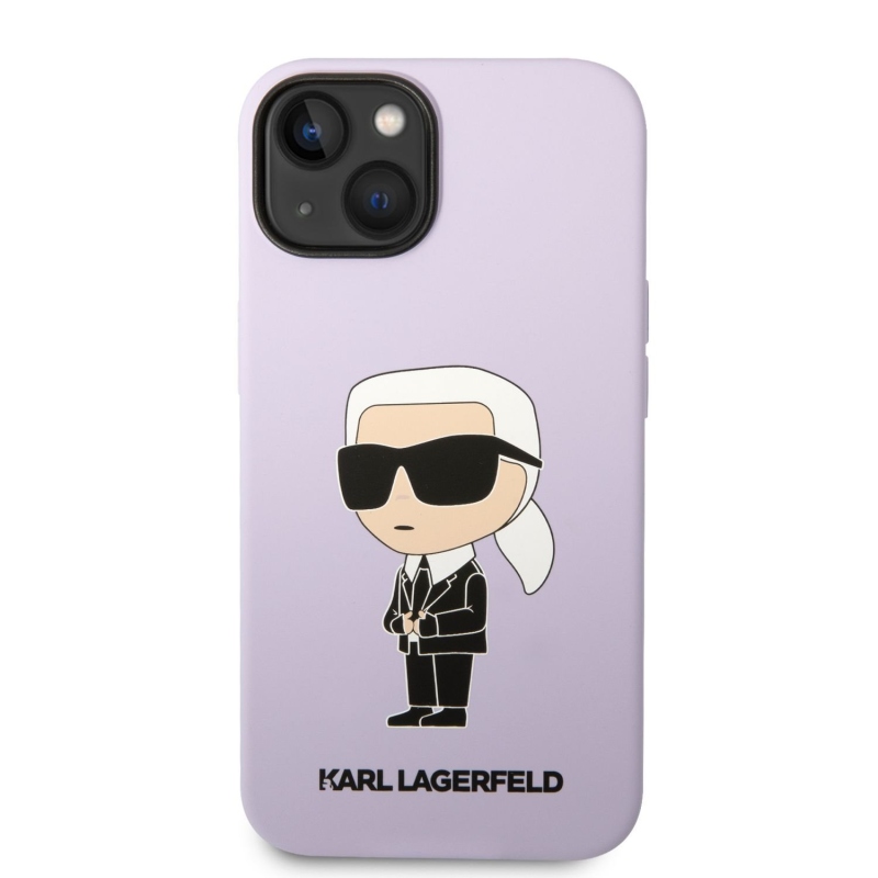 Karl Lagerfeld Liquid silikonový Ikonik NFT zadní kryt pro iPhone 14 Plus fialový