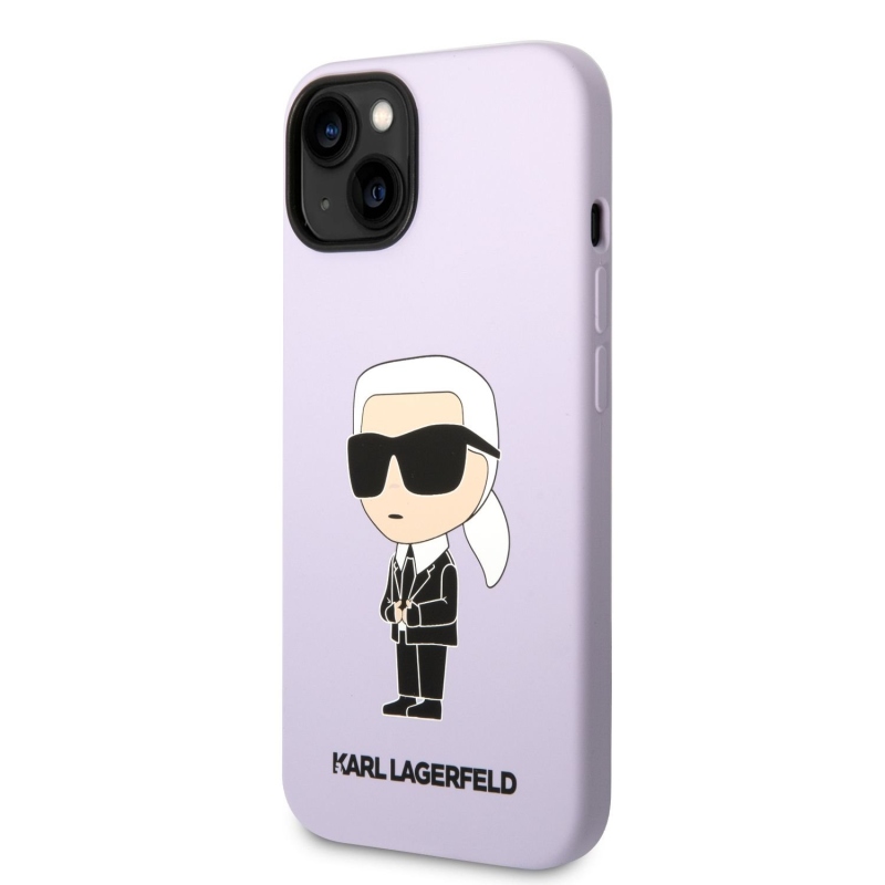 Karl Lagerfeld Liquid silikonový Ikonik NFT zadní kryt pro iPhone 14 Plus fialový