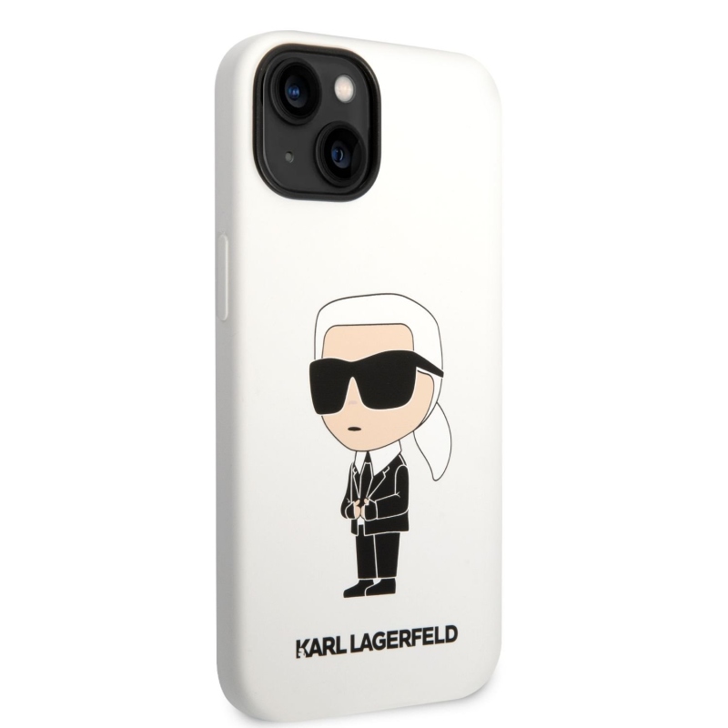 Karl Lagerfeld Liquid silikonový Ikonik NFT zadní kryt pro iPhone 14 Plus bílý