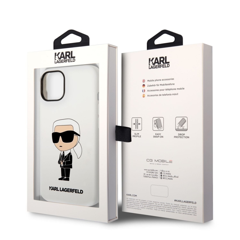 Karl Lagerfeld Liquid silikonový Ikonik NFT zadní kryt pro iPhone 14 Plus bílý