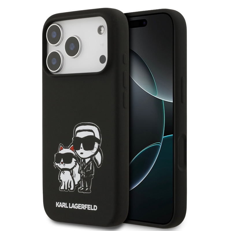 Karl Lagerfeld Liquid Silicone K&CH Sketch MagSafe Zadní Kryt pro iPhone 17 Pro Black